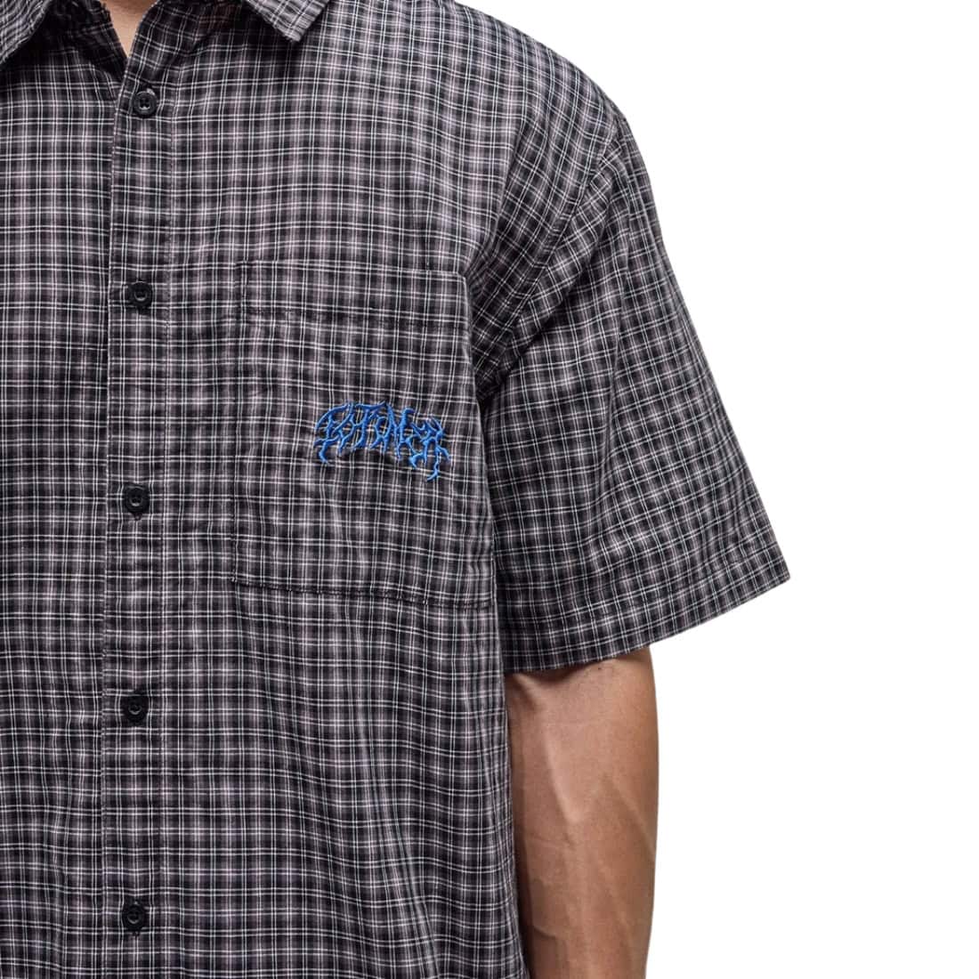 Former Vivian Check Short Sleeve Shirt - Worn Black - Mens Casual Shirt by Former