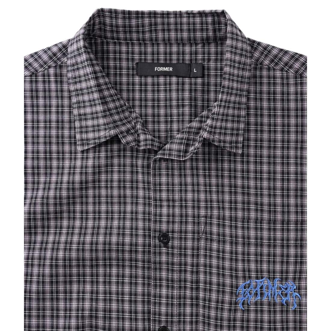 Former Vivian Check Short Sleeve Shirt - Worn Black - Mens Casual Shirt by Former