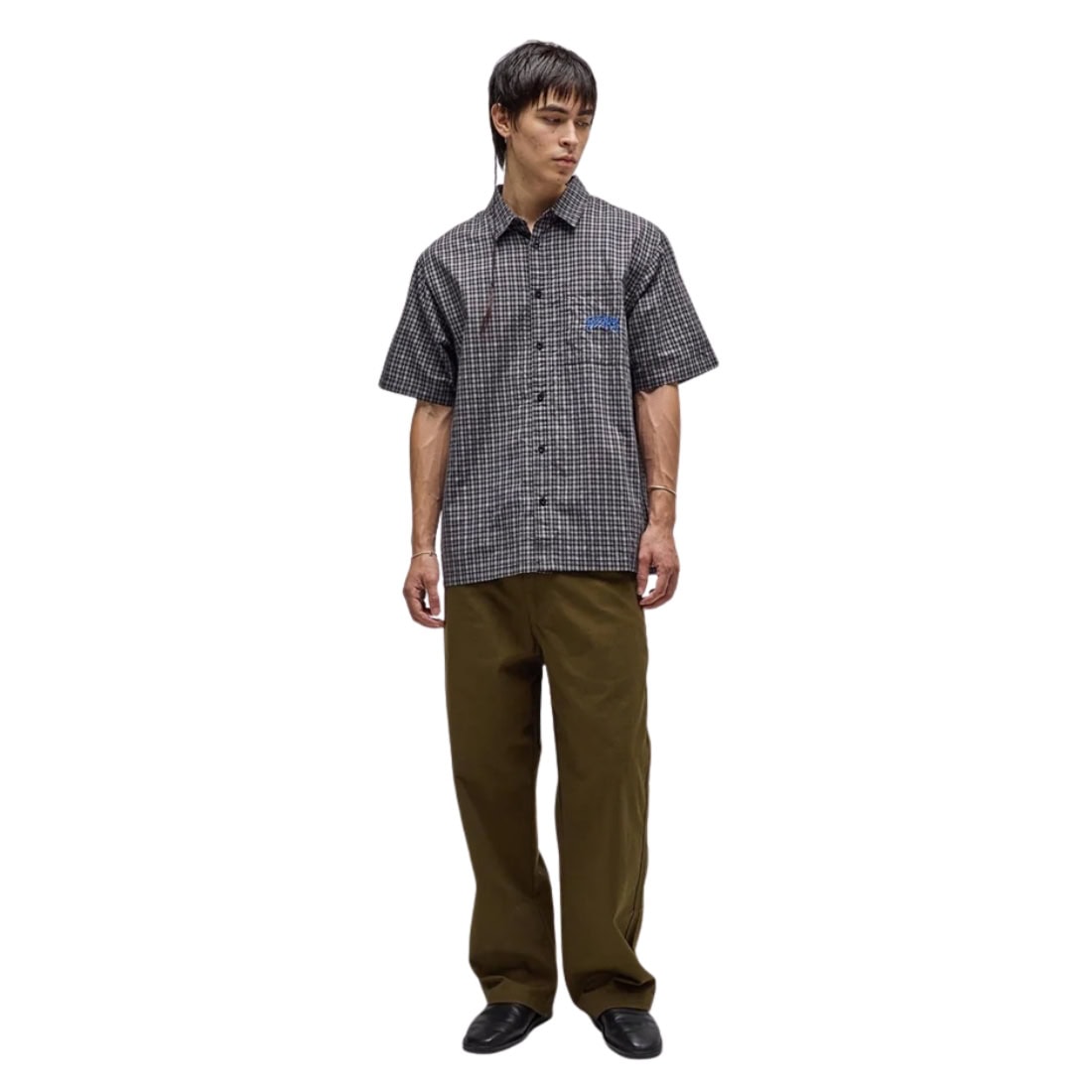 Former Vivian Check Short Sleeve Shirt - Worn Black - Mens Casual Shirt by Former
