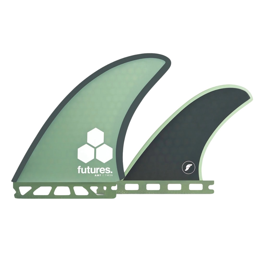 Futures Amt Twin +1 Honeycomb Surfboard Fins - Green/Gray - Futures Fins by Futures One Size