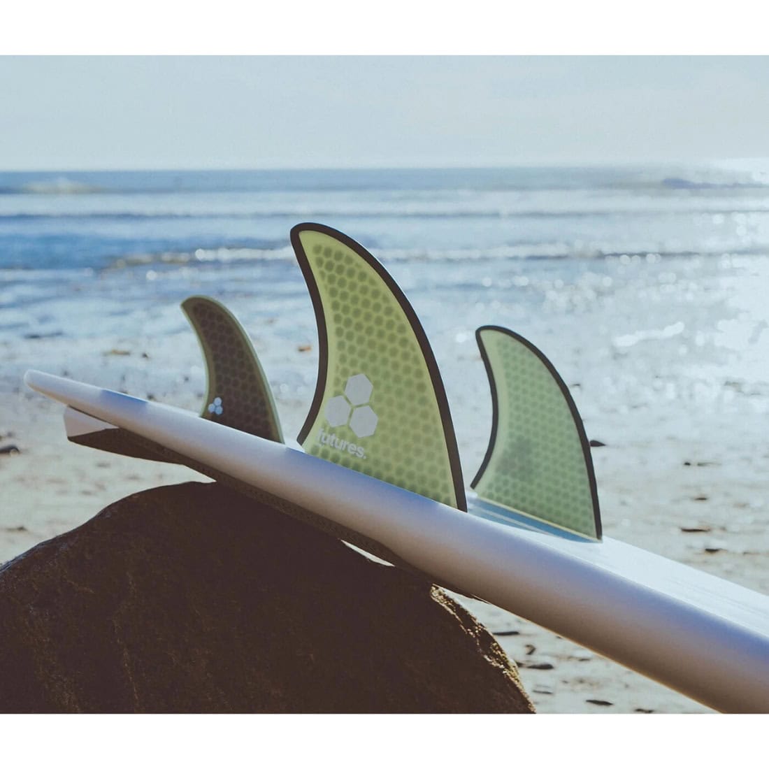 Futures Amt Twin +1 Honeycomb Surfboard Fins - Green/Gray - Futures Fins by Futures One Size