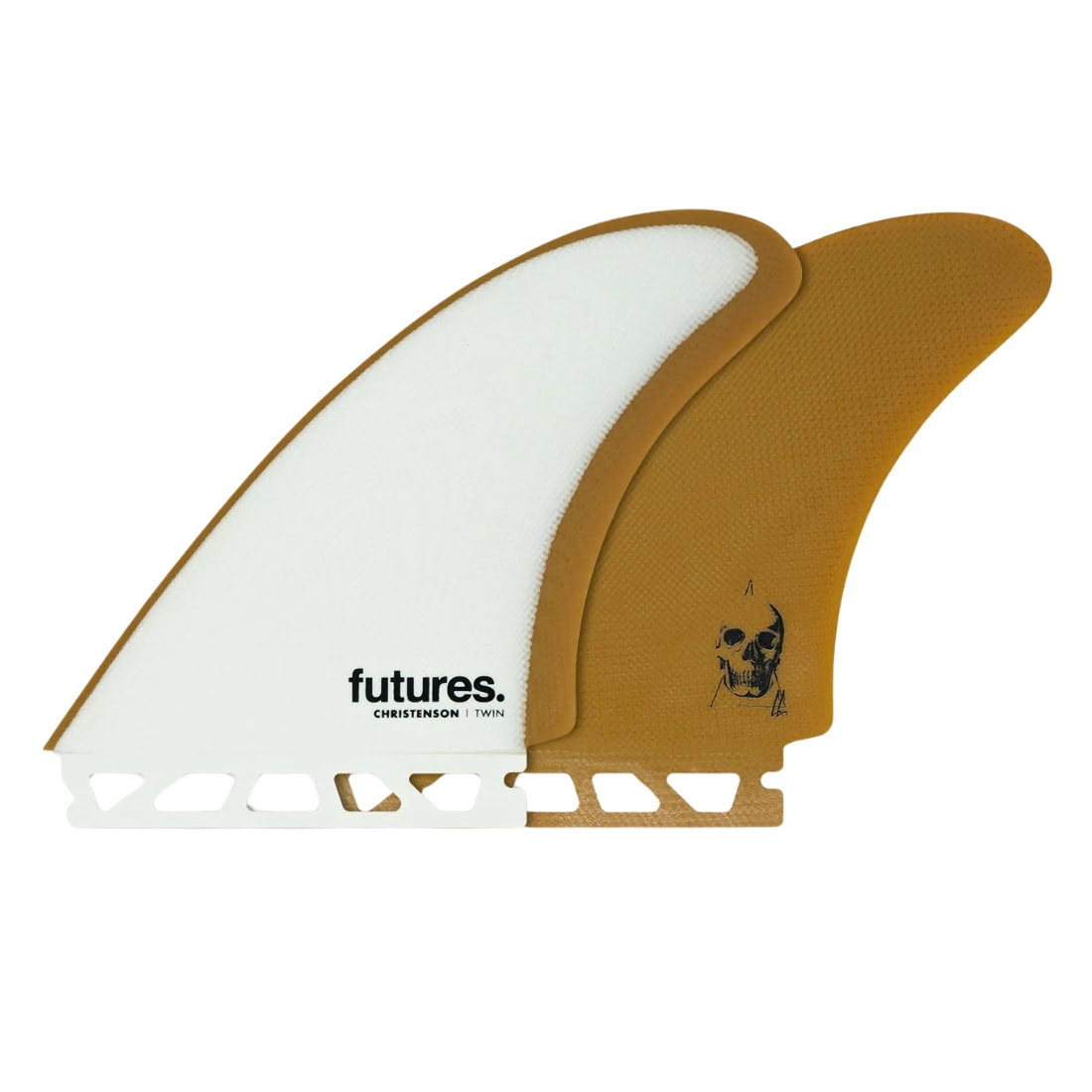 Futures Christenson Fibregalss Twin Surfboard Fins - White/Brown - Futures Fins by Futures Large Fins