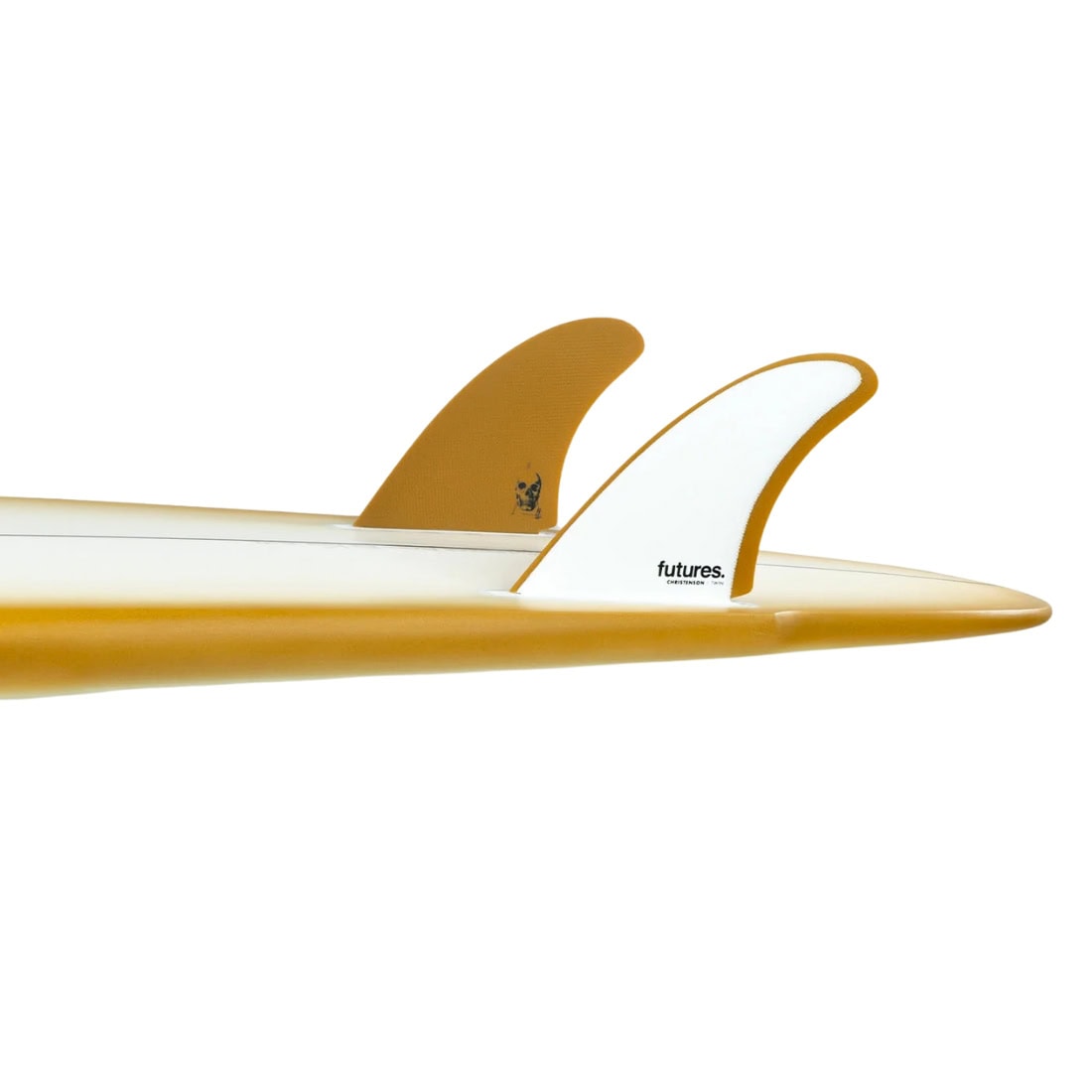 Futures Christenson Fibregalss Twin Surfboard Fins - White/Brown