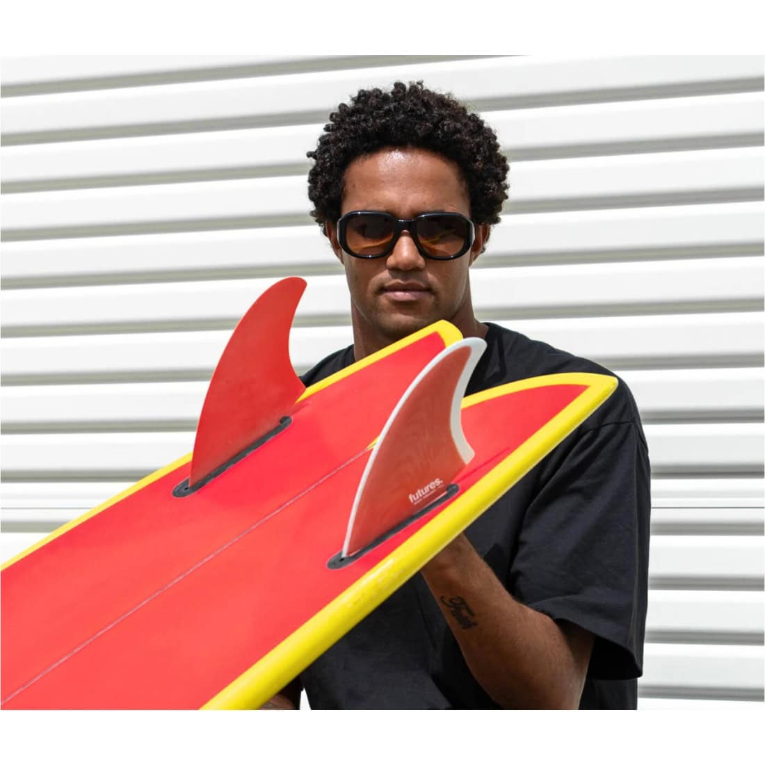 Futures Mikey Feb Fibreglass Keel Twin Surfboard Fins - Red/Grey - Futures Fins by Futures Large Fins
