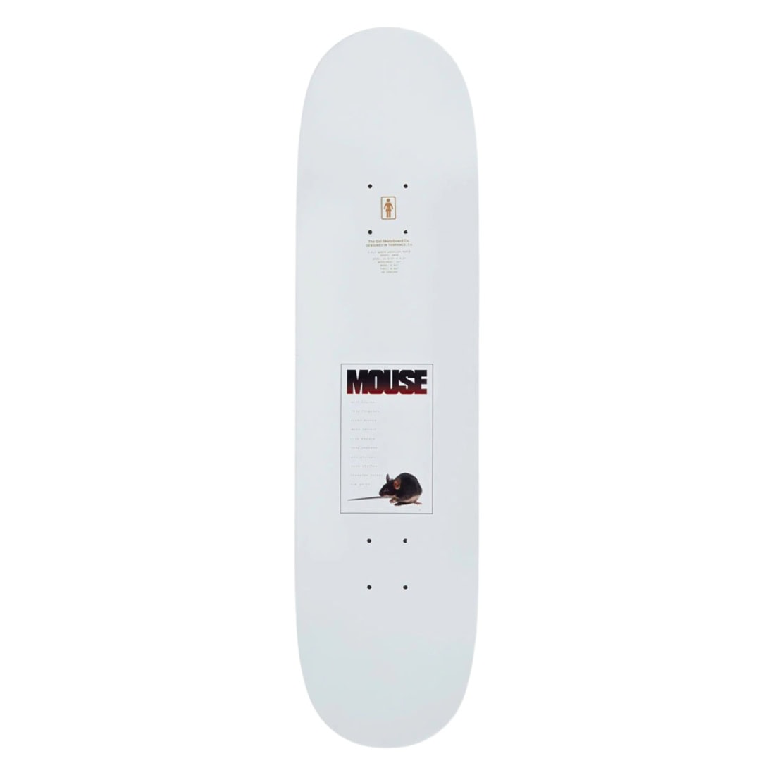 Girl 8.375" Carroll Mouse One Off Deck - White - Skateboard Deck by Girl 8.37 inch
