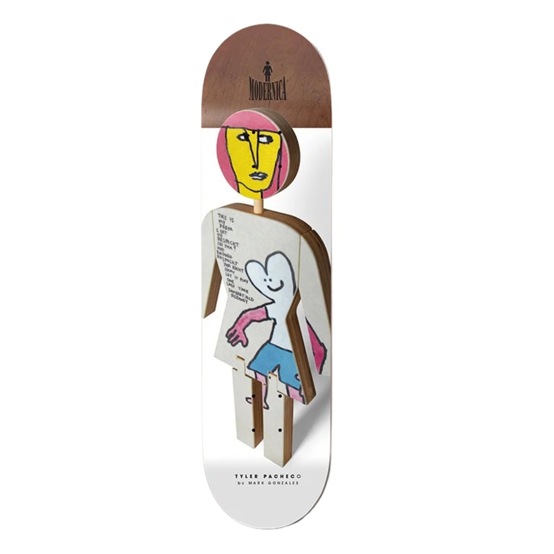 Girl 8.375" Pacheco Modernica x Mark Gonzales Deck - White - Skateboard Deck by Girl 8.375 inch