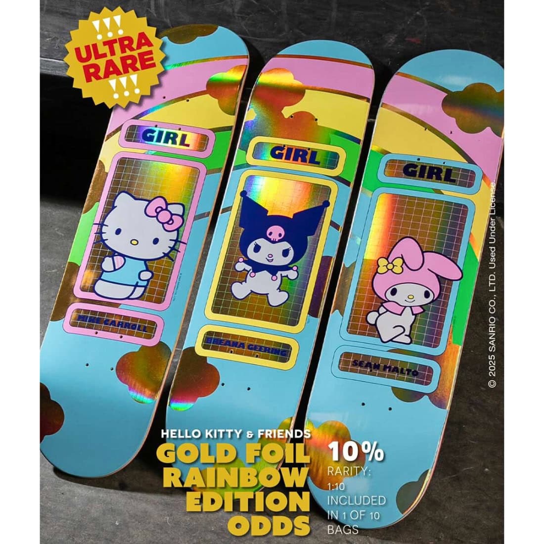 Girl 8.5" Carroll Hello Kitty Rainbow Blind Bag Deck - Multi - Skateboard Deck by Girl 8.5 inch