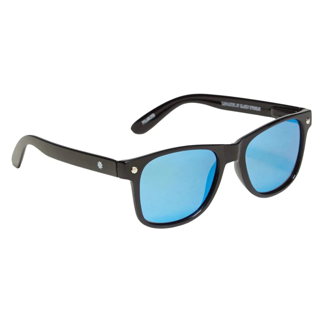 Glassy Leonard Sunglasses - Black/Blue Mirror - Square/Rectangular Sunglasses by Glassy