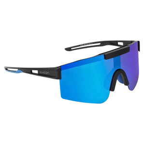 Glassy Salt Polarised Speed Shade Sunglasses - Black/Blue Mirror - Wrap Around Sunglasses by Glassy