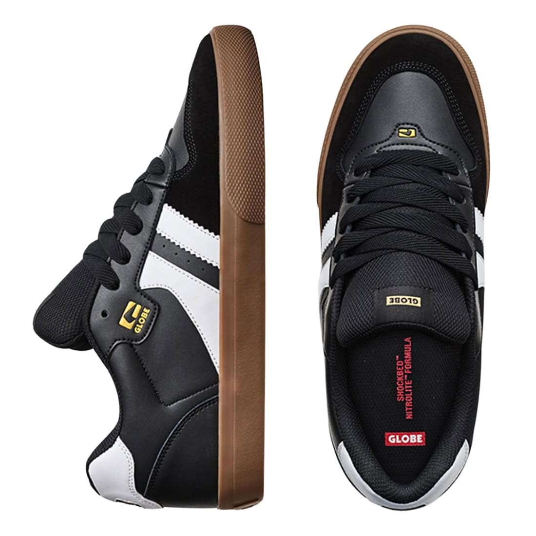 Globe Encore 2 Shoes - Black/White/Tobacco - Mens Casual Shoes by Globe