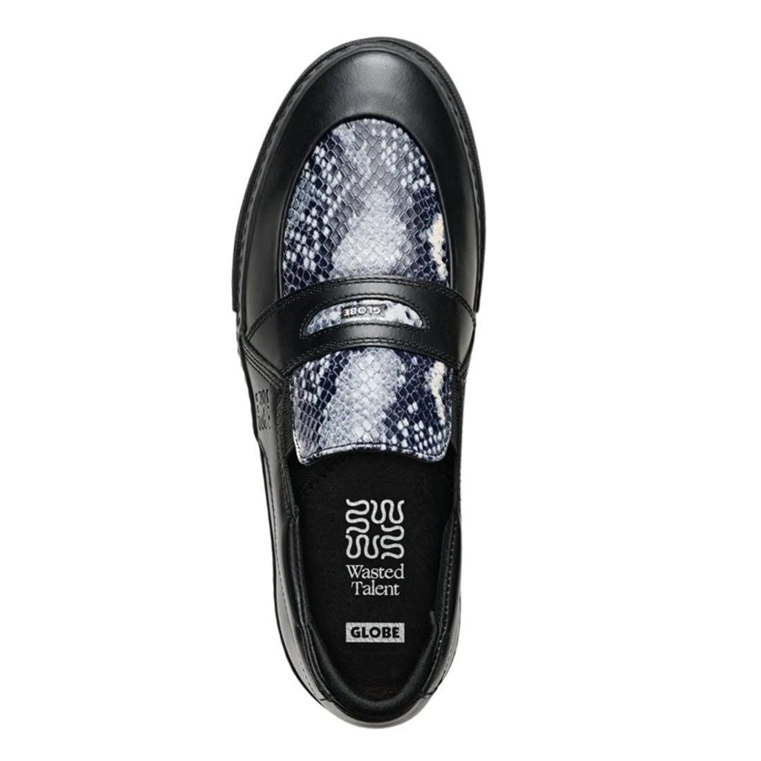 Globe Liazon x Wasted Talent Slip On Shoes - Wasted Talent Black/Snake - Mens Slip On Trainers by Globe
