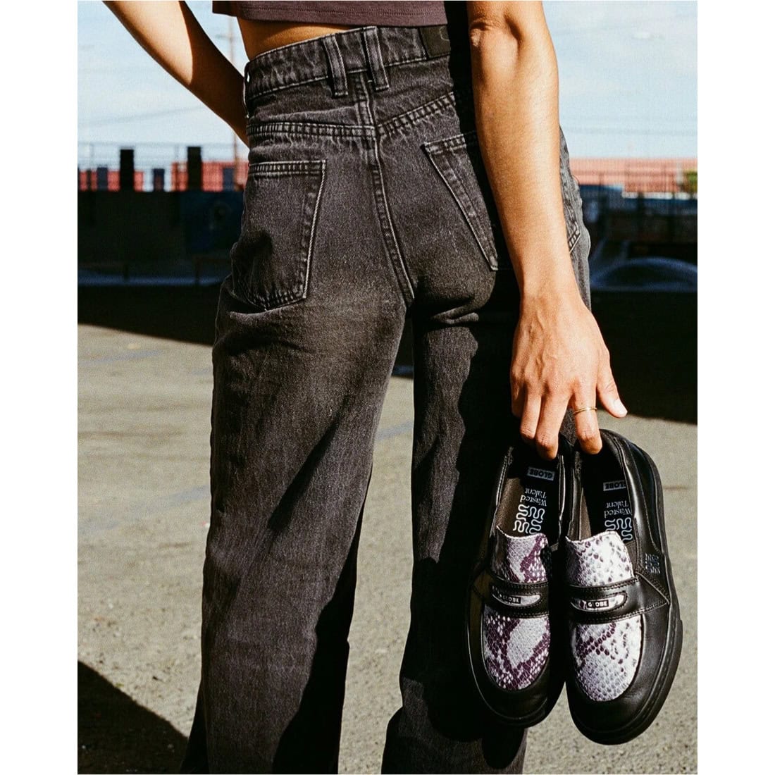 Globe Liazon x Wasted Talent Slip On Shoes - Wasted Talent Black/Snake - Mens Slip On Trainers by Globe