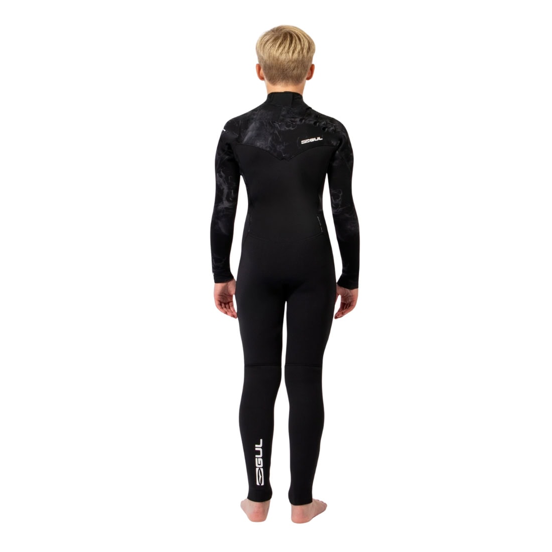 Gul Junior Echo NatuR 3/2mm Chest Zip Wetsuit - Black/Smoke - Kids Full Length Wetsuit by Gul