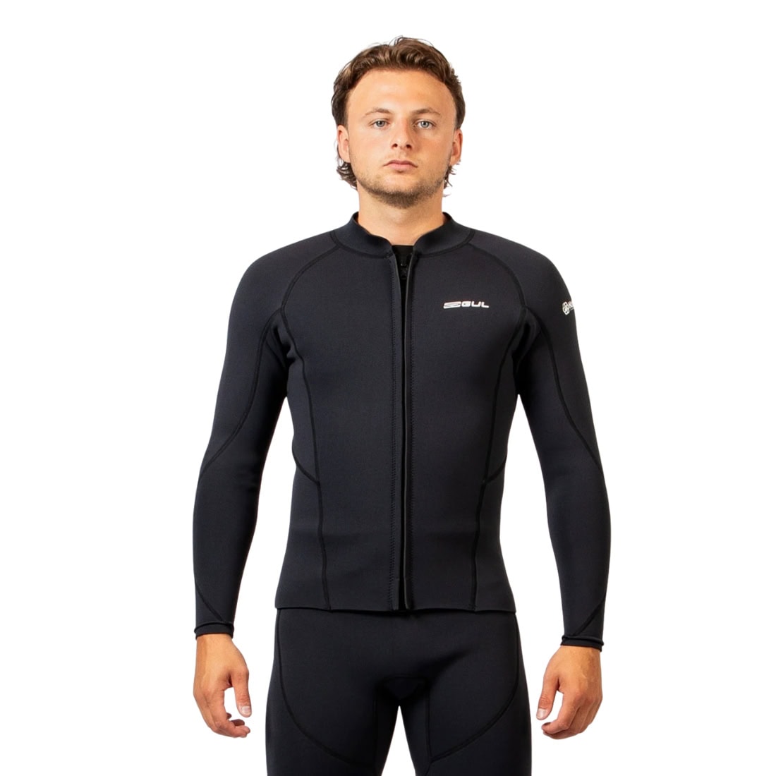 Gul Mens Response NatuR 3mm Front Zip Wetsuit Jacket - Black - Mens Wetsuit Top/Jacket by Gul