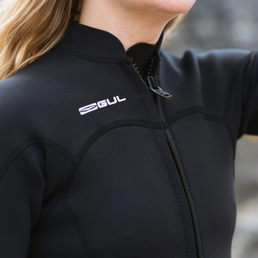 Gul Womens Response NatuR 3mm Front Zip Wetsuit Jacket - Black - Womens Wetsuit Top/Jacket by Gul