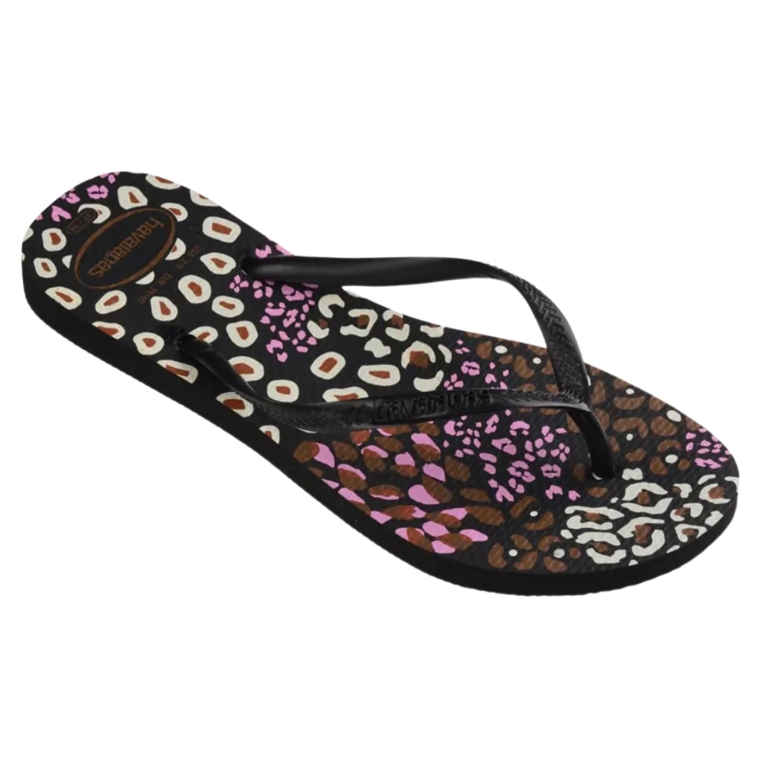 Havaianas Womens Slim Animals Flip Flop Sandals - Black/Pink Lemonade - Womens Flip Flops by Havaianas