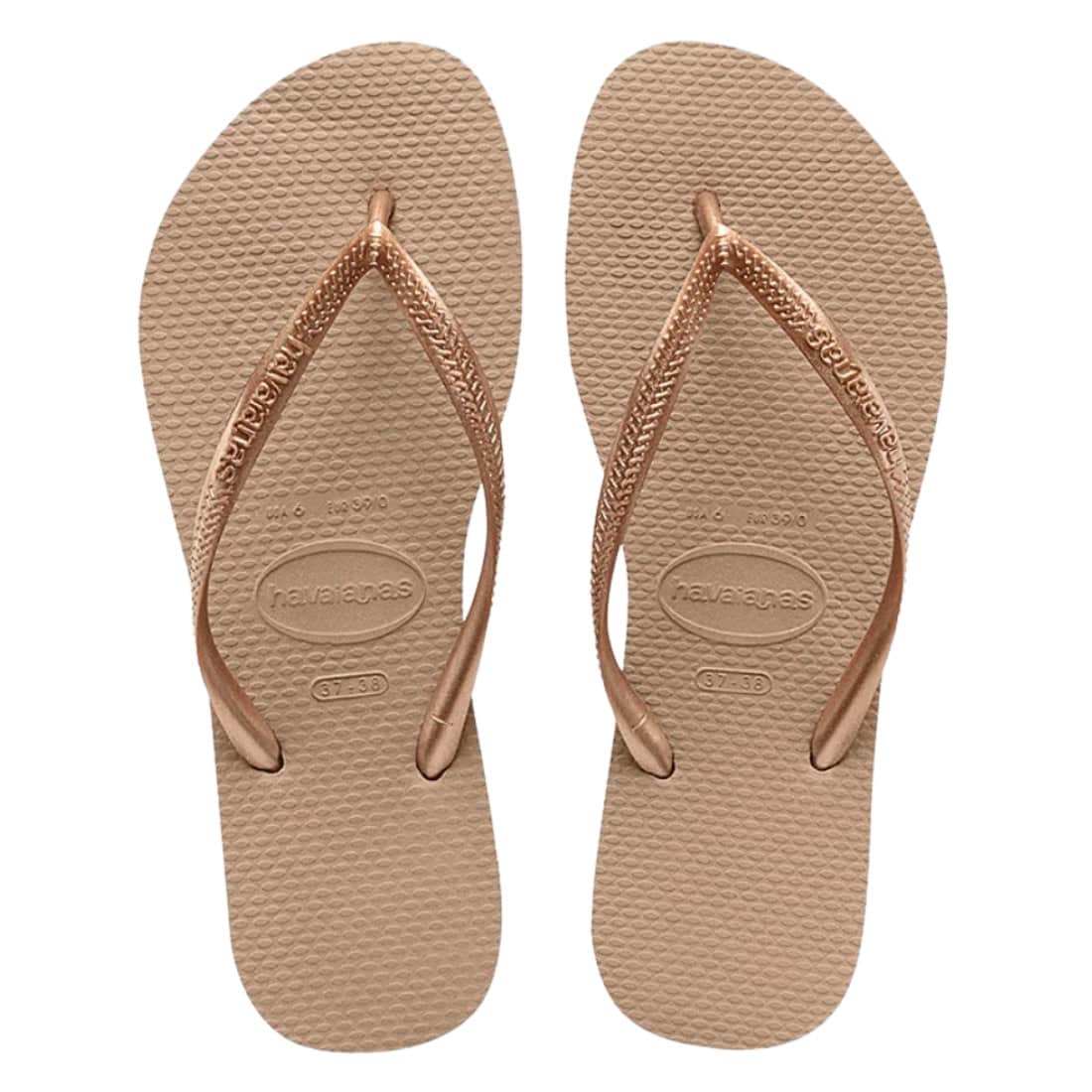 Havaianas Womens Slim Flip Flop Sandals - Rose Gold - Womens Flip Flops by Havaianas