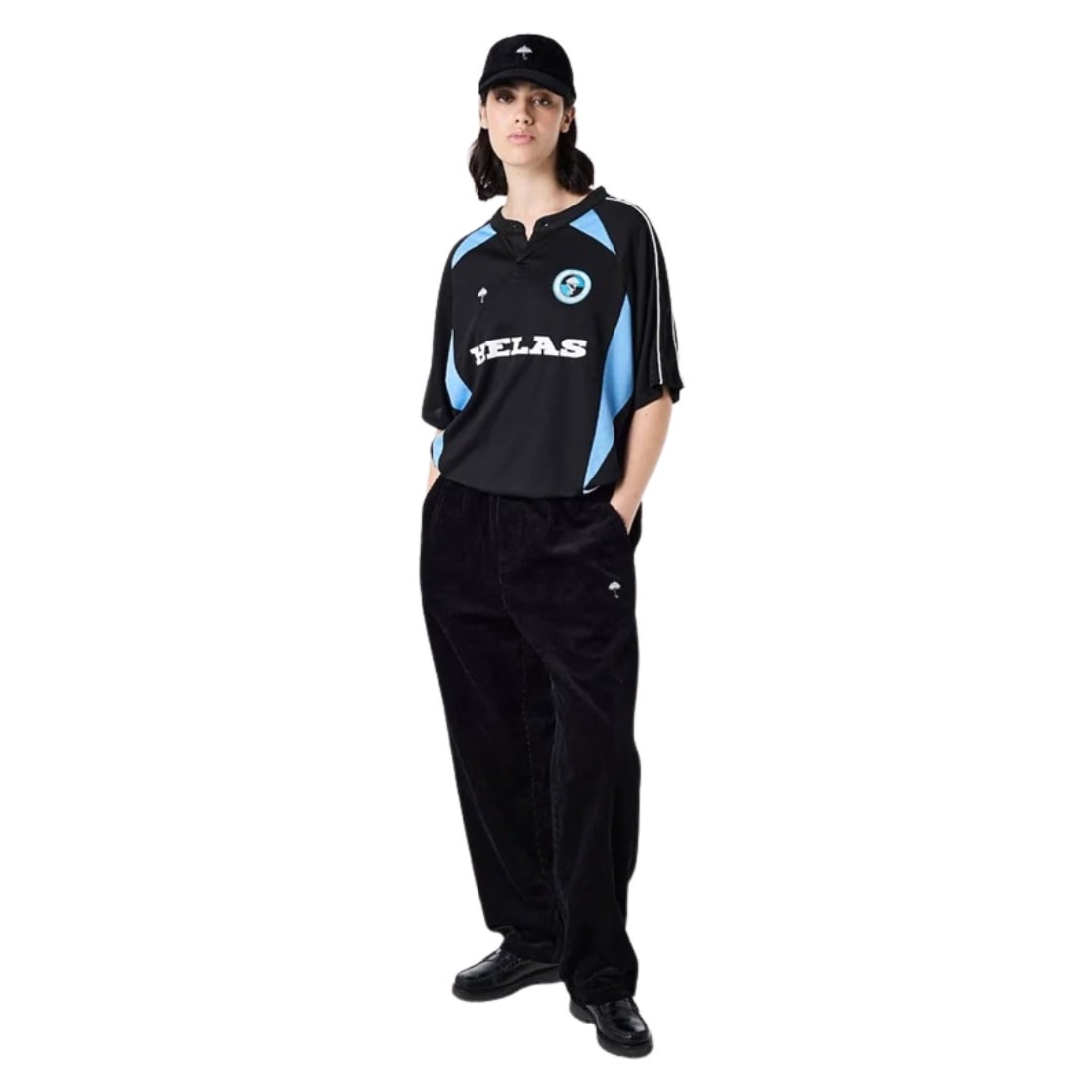 Helas Dolphin Football Polo T-Shirt - Black/Blue - Mens Graphic T-Shirt by Helas