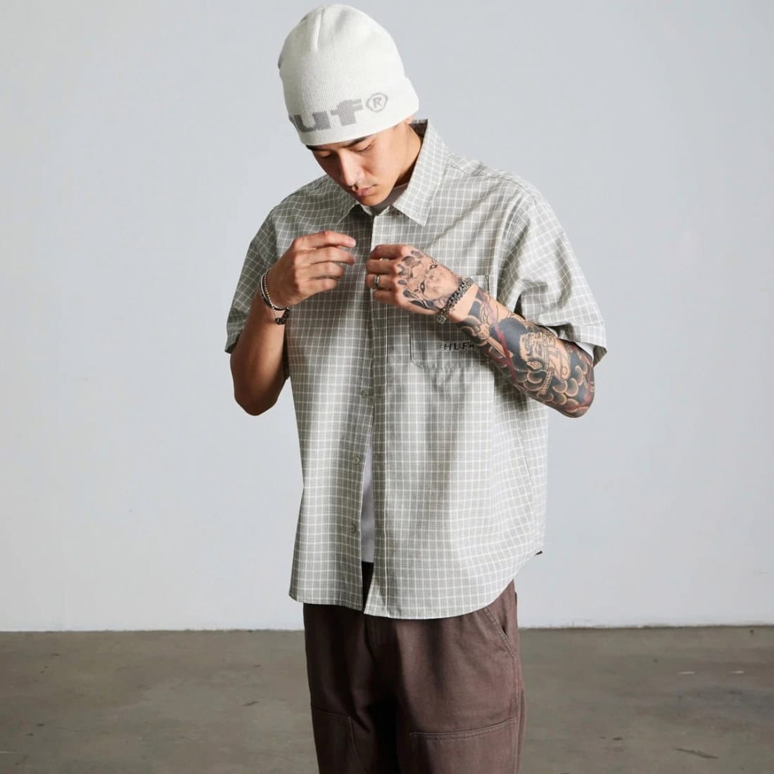 Huf 89 Skull Beanie - Bleach/Grey - Basic Beanie by Huf