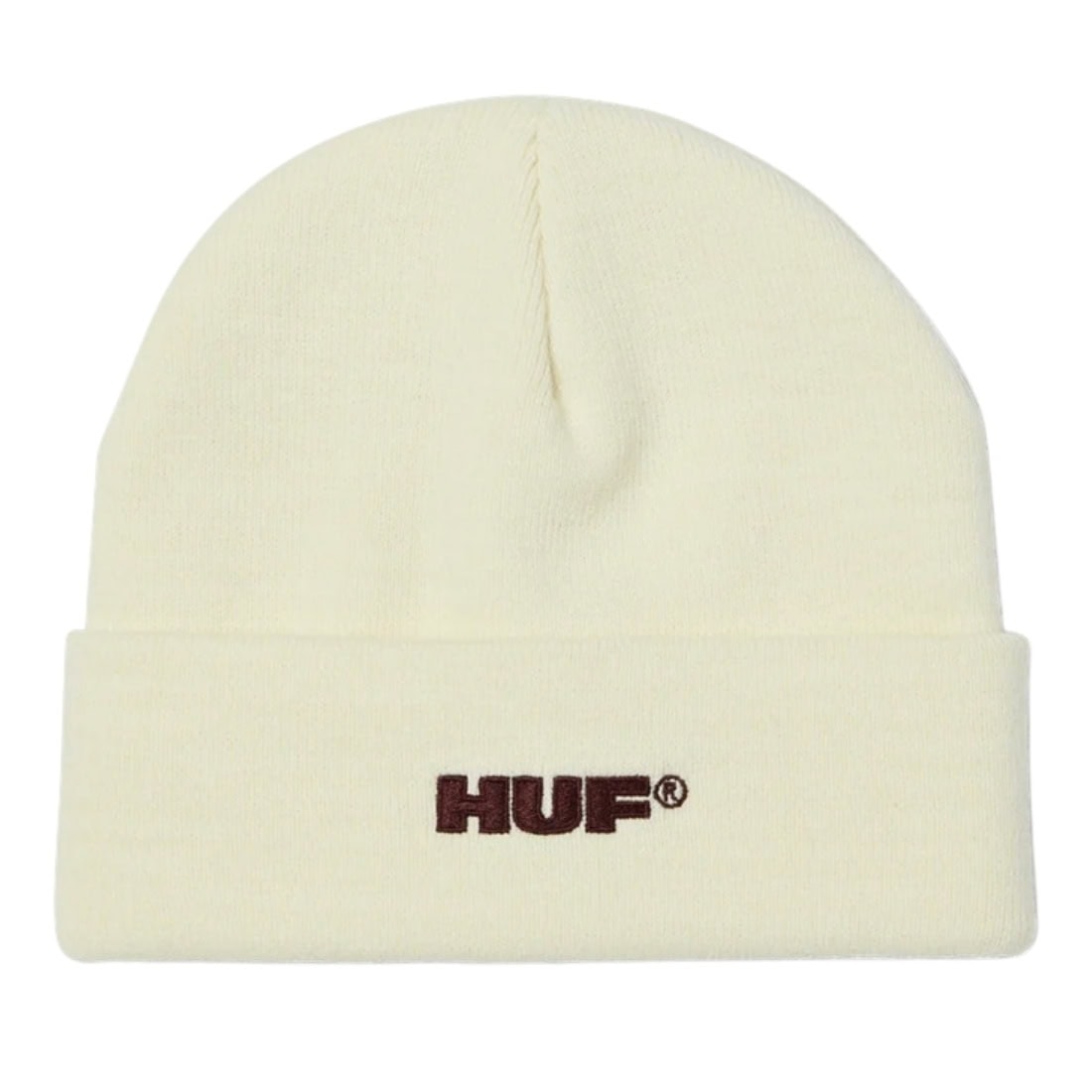 Huf All Caps Cuff Beanie - Cream - Fold Beanie by Huf