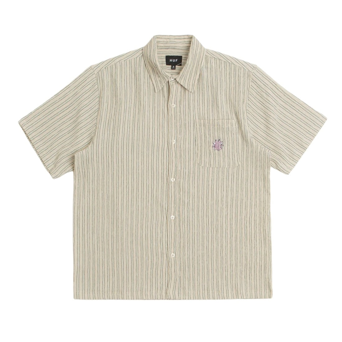 Huf Apollo Short Sleeve Striped Shirt - Natural - Mens Casual Shirt by Huf
