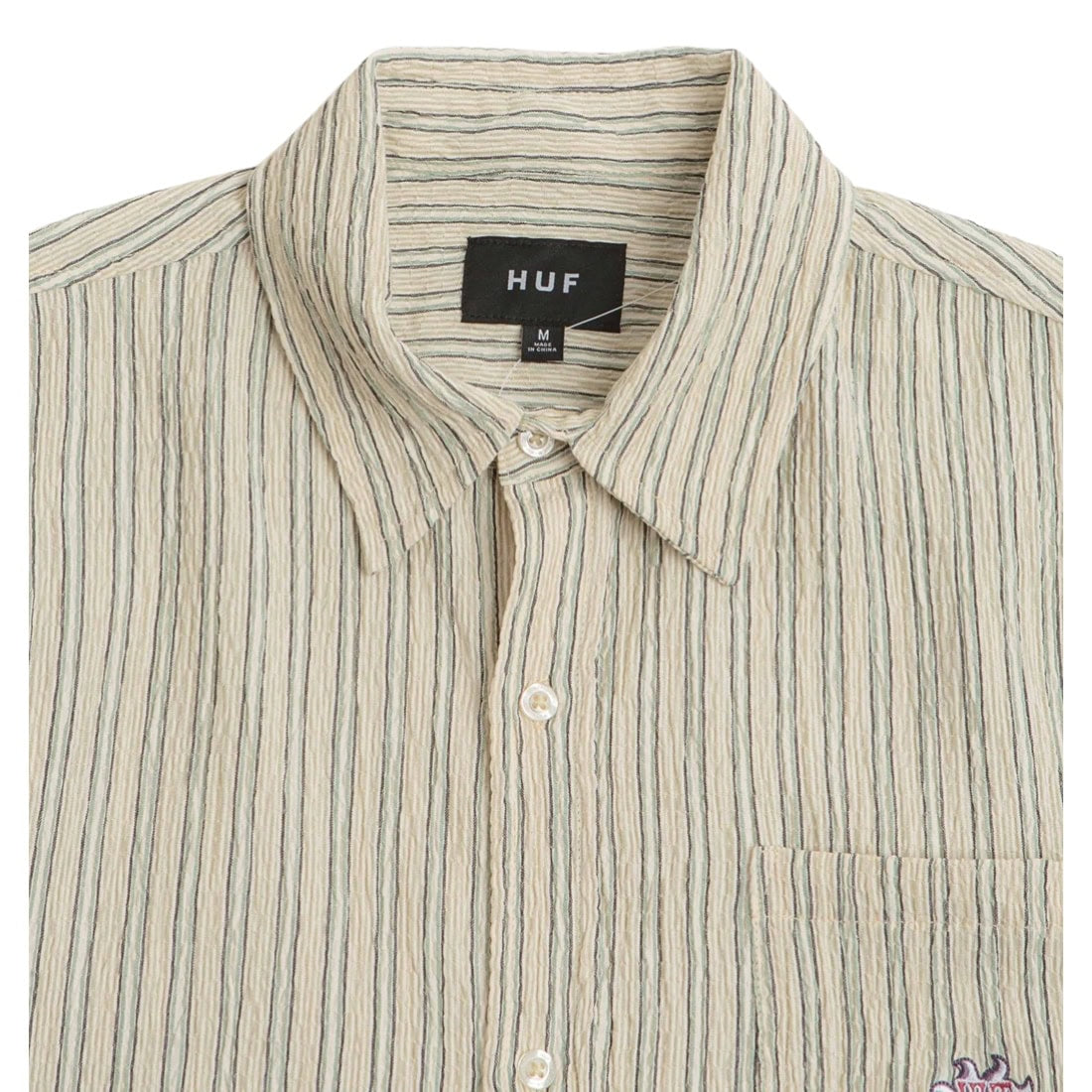 Huf Apollo Short Sleeve Striped Shirt - Natural - Mens Casual Shirt by Huf