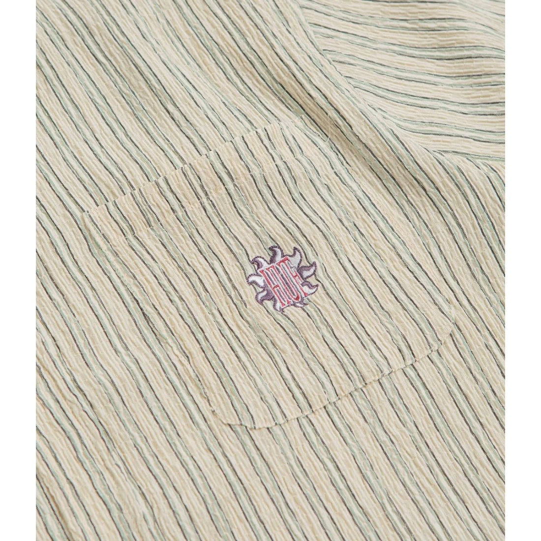 Huf Apollo Short Sleeve Striped Shirt - Natural - Mens Casual Shirt by Huf
