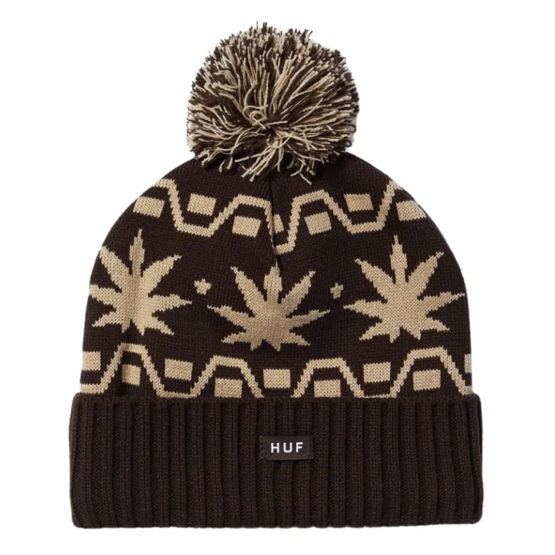 Huf Apres Cuff Pom Beanie - Brown - Pom Beanie by Huf