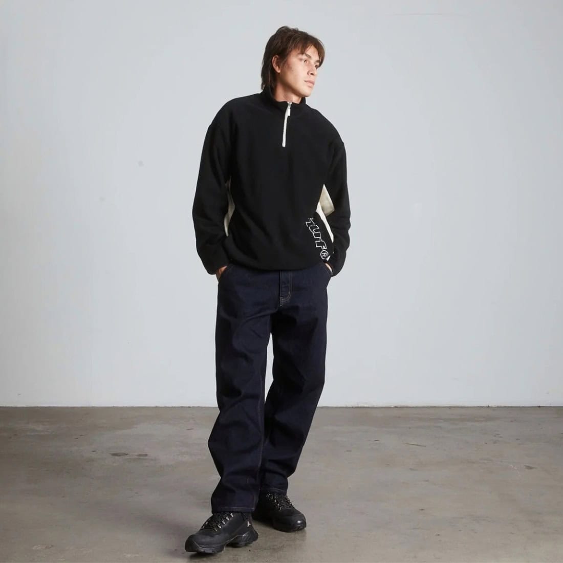 Huf Basecamp Quarter Zip Polar Fleece - Black - Mens Pullover Hoodie by Huf