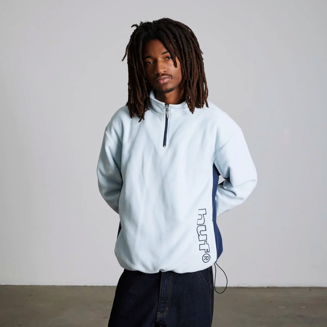 Huf Basecamp Quarter Zip Polar Fleece - Sky Blue - Mens Pullover Hoodie by Huf