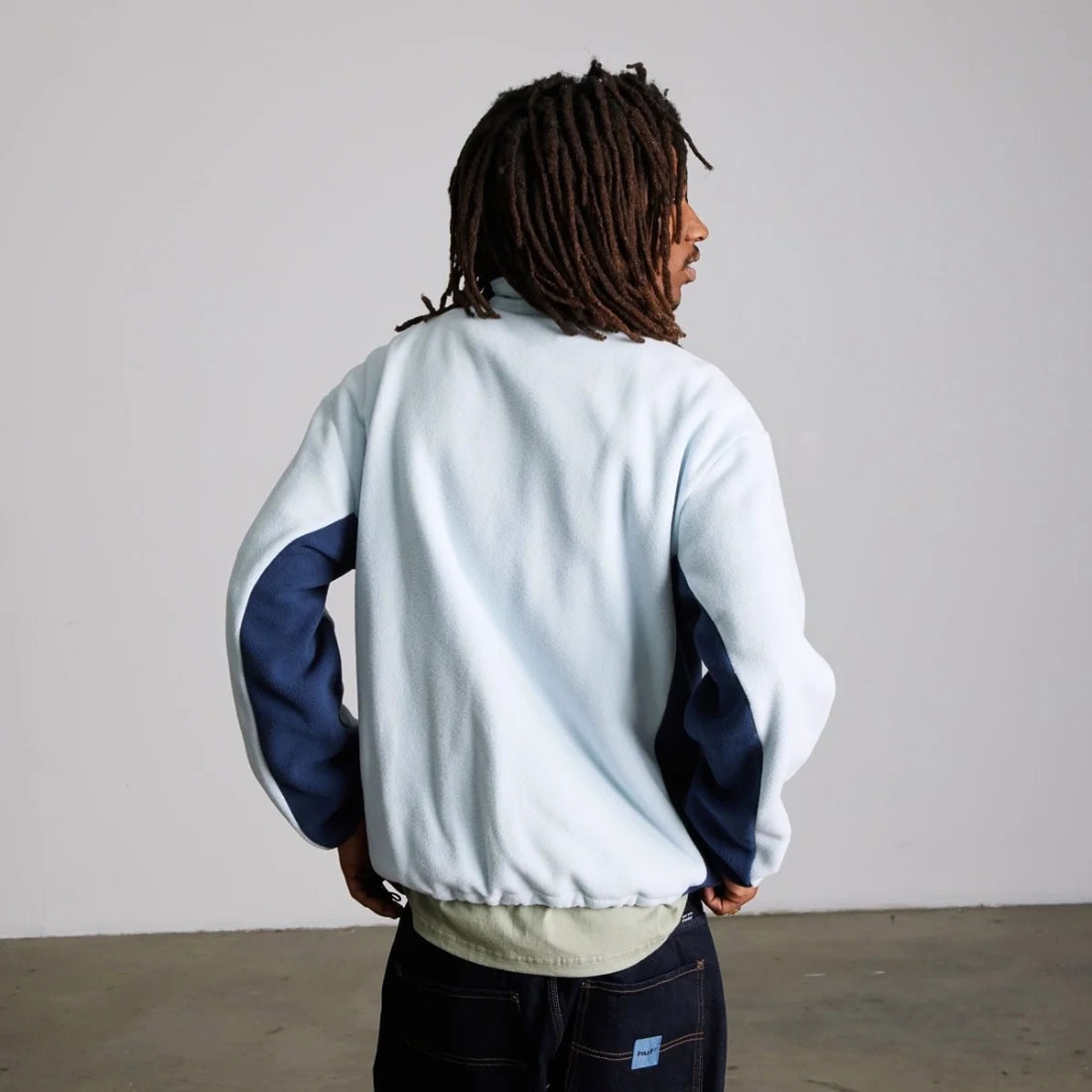 Huf Basecamp Quarter Zip Polar Fleece - Sky Blue - Mens Pullover Hoodie by Huf