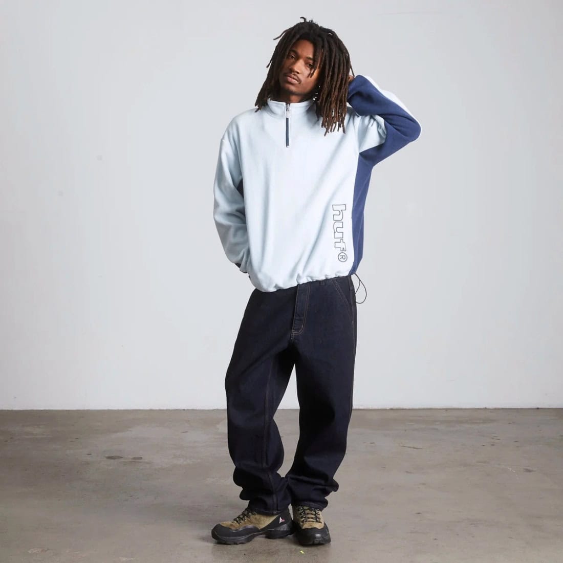 Huf Basecamp Quarter Zip Polar Fleece - Sky Blue - Mens Pullover Hoodie by Huf