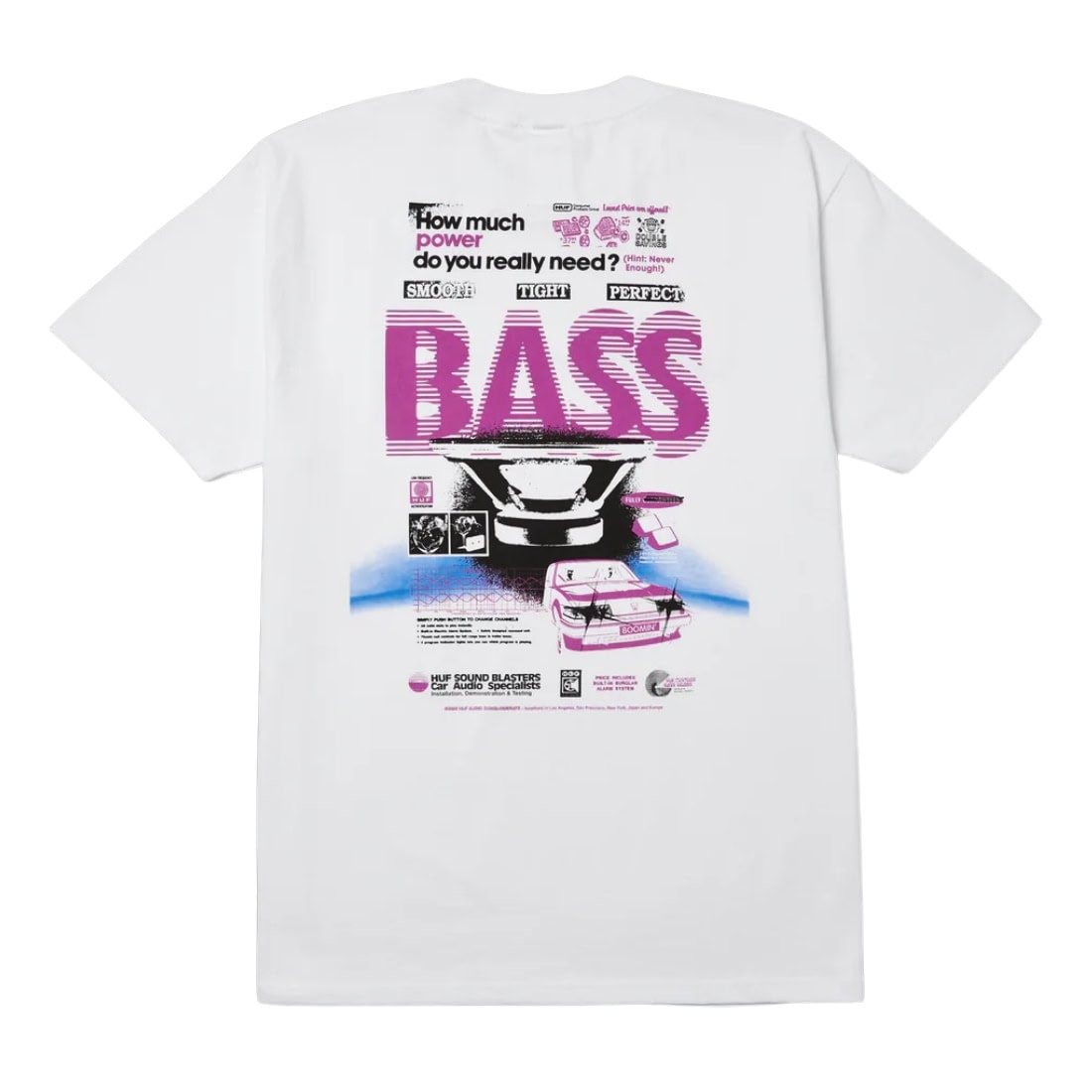 Huf Bass Power T-Shirt - White - Mens Graphic T-Shirt by Huf