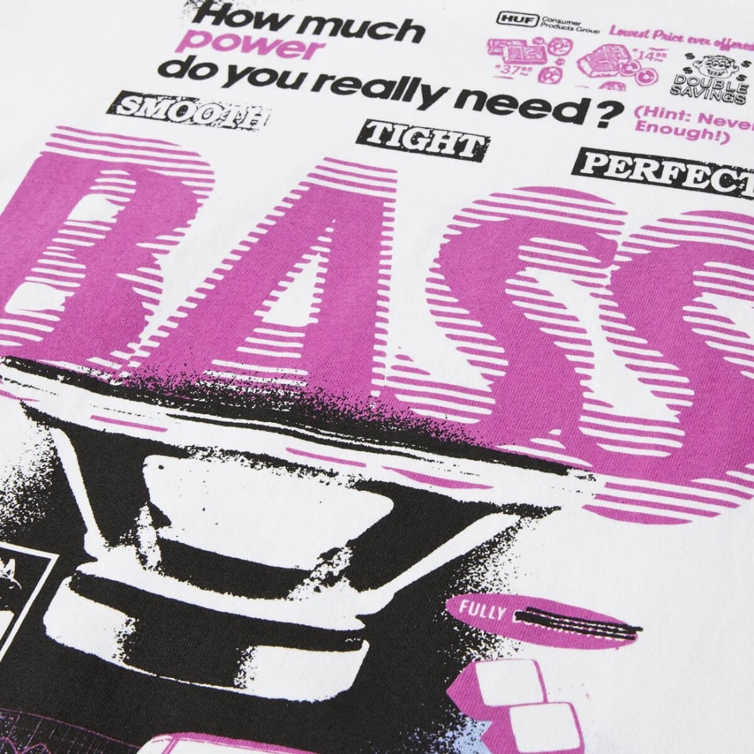 Huf Bass Power T-Shirt - White - Mens Graphic T-Shirt by Huf