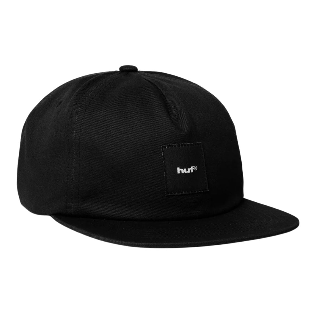 Huf Box Logo Snapback Cap Hat - Black/Black - Snapback Cap by Huf One Size