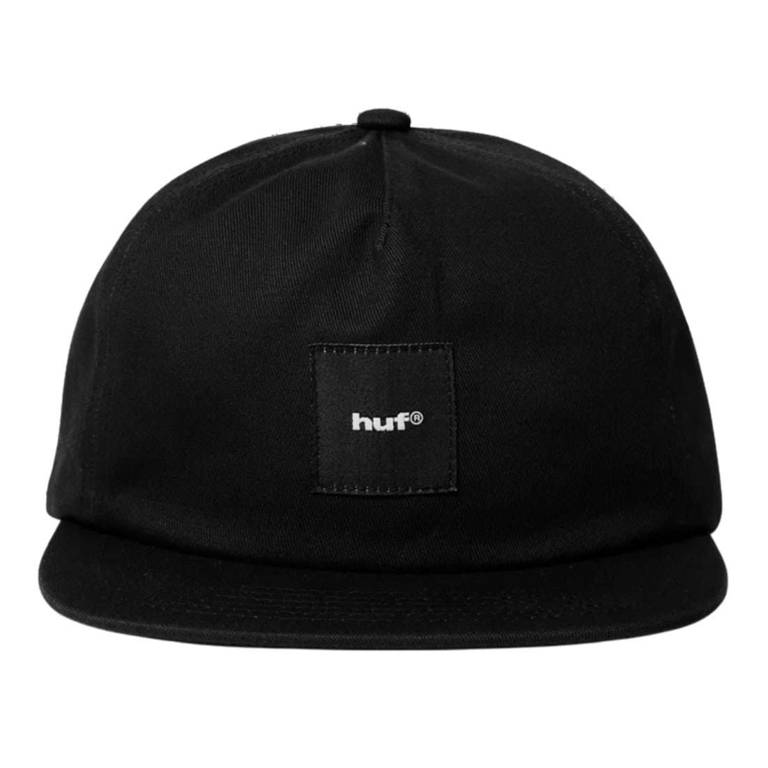 Huf Box Logo Snapback Cap Hat - Black/Black - Snapback Cap by Huf One Size