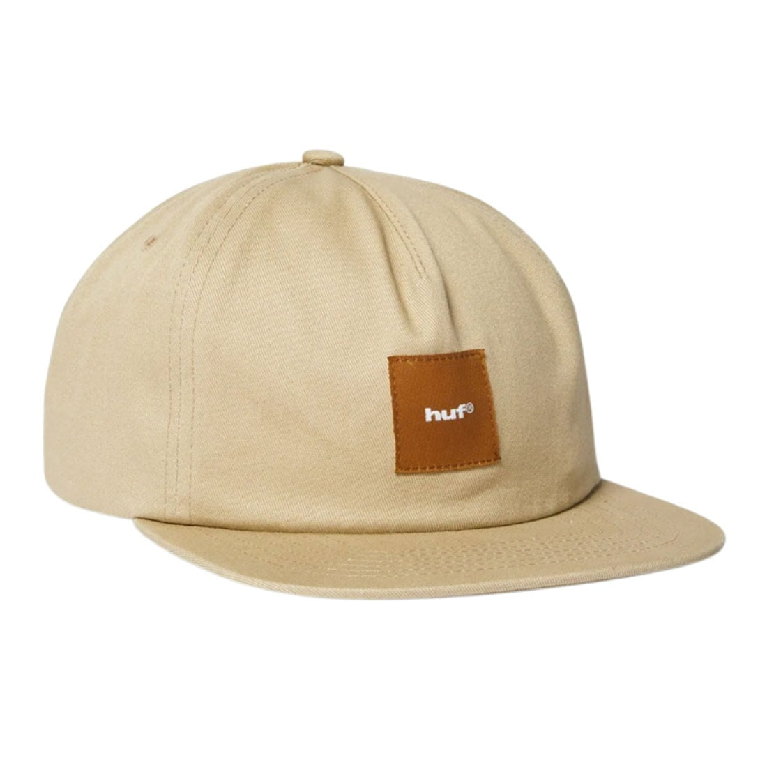 Huf Box Logo Snapback Cap Hat - Tan/Brown - Snapback Cap by Huf One Size