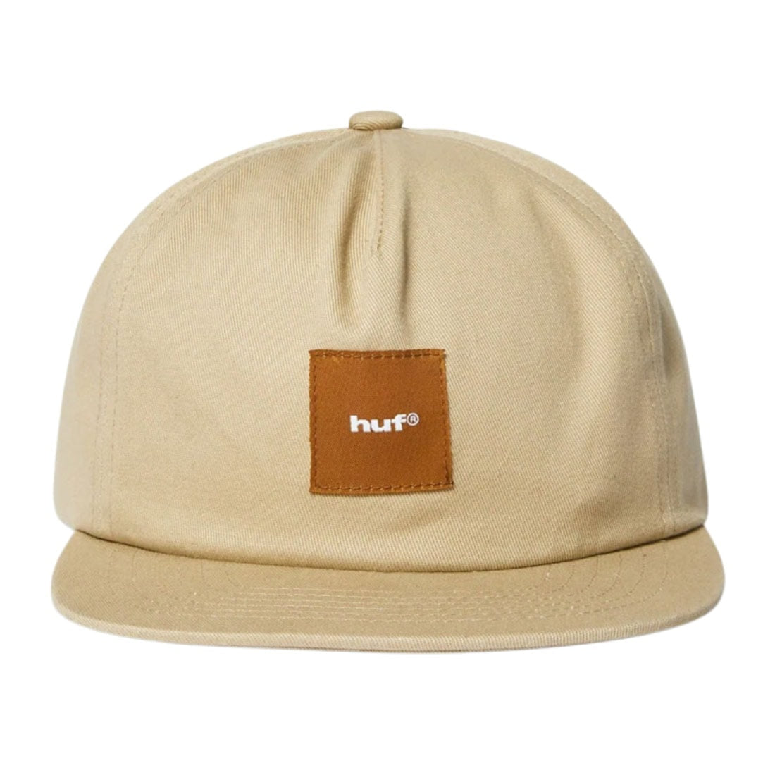 Huf Box Logo Snapback Cap Hat - Tan/Brown - Snapback Cap by Huf One Size