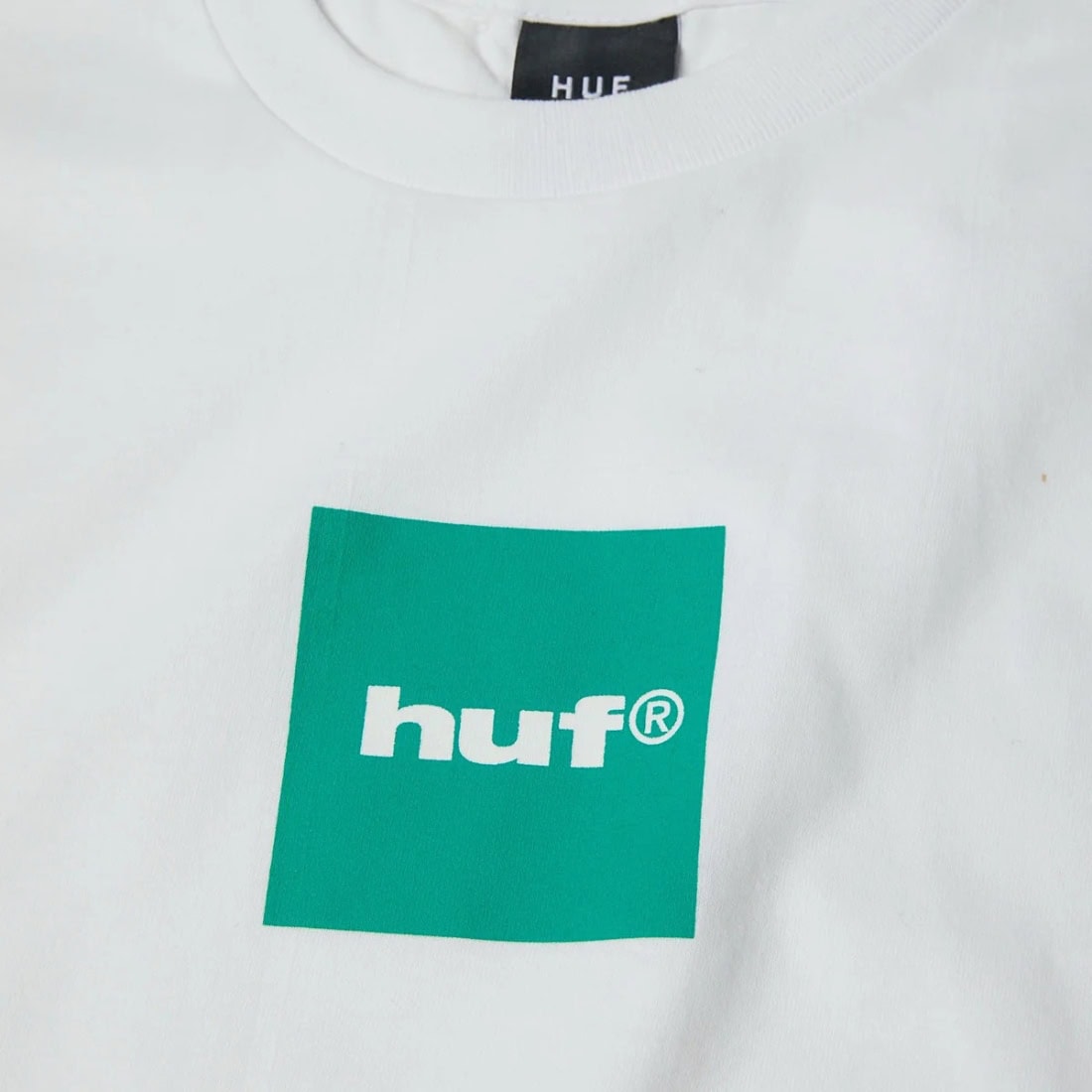 Huf Box Logo Tee - White/Teal - Mens Graphic T-Shirt by Huf