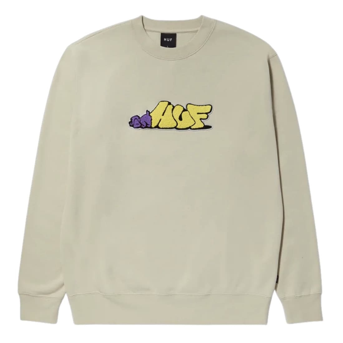 Huf Dog Sense Crewneck - Stone - Mens Crew Neck Sweatshirt by Huf