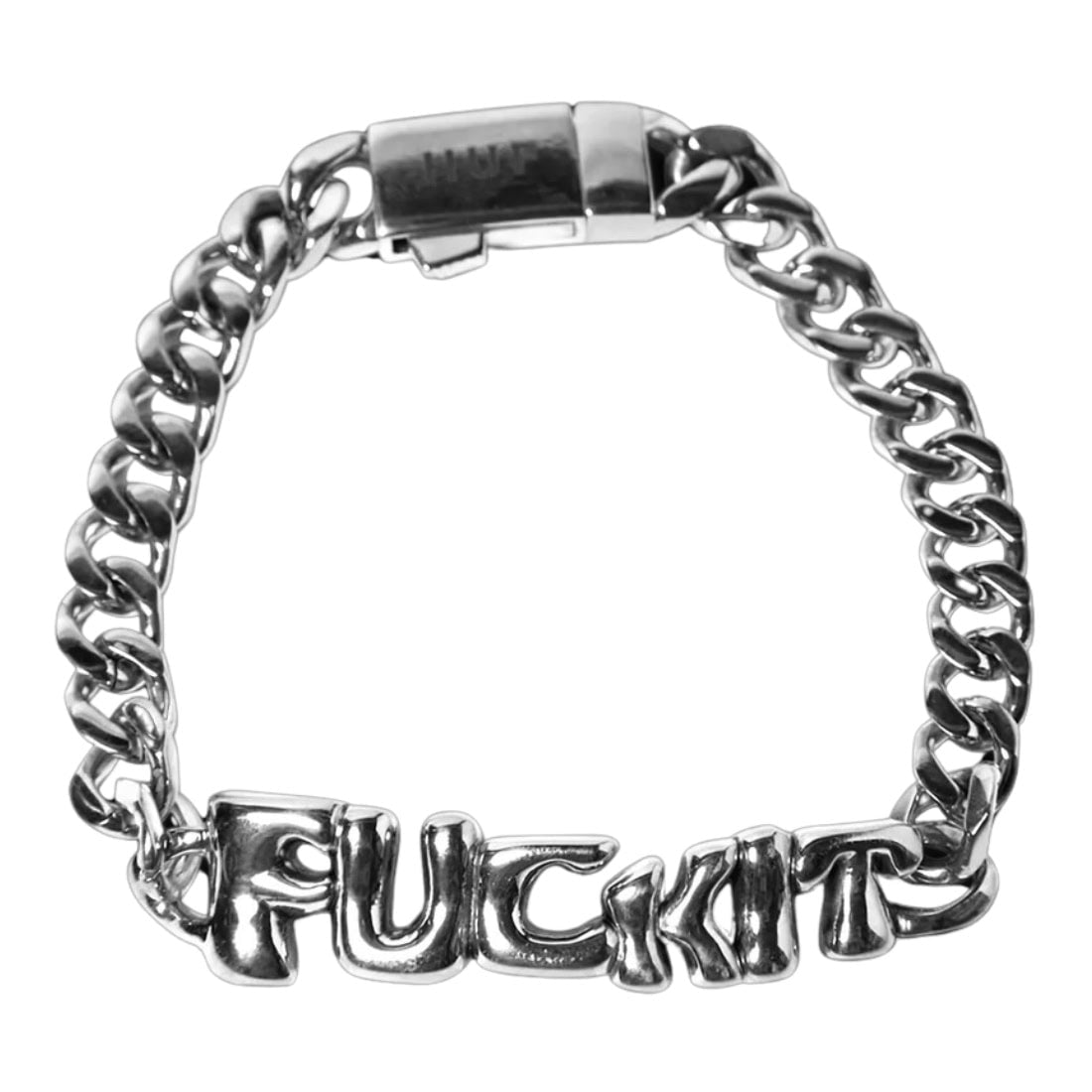 Huf Fuck It Warped ID Bracelet - Silver - Gifts for Skateboarders by Huf