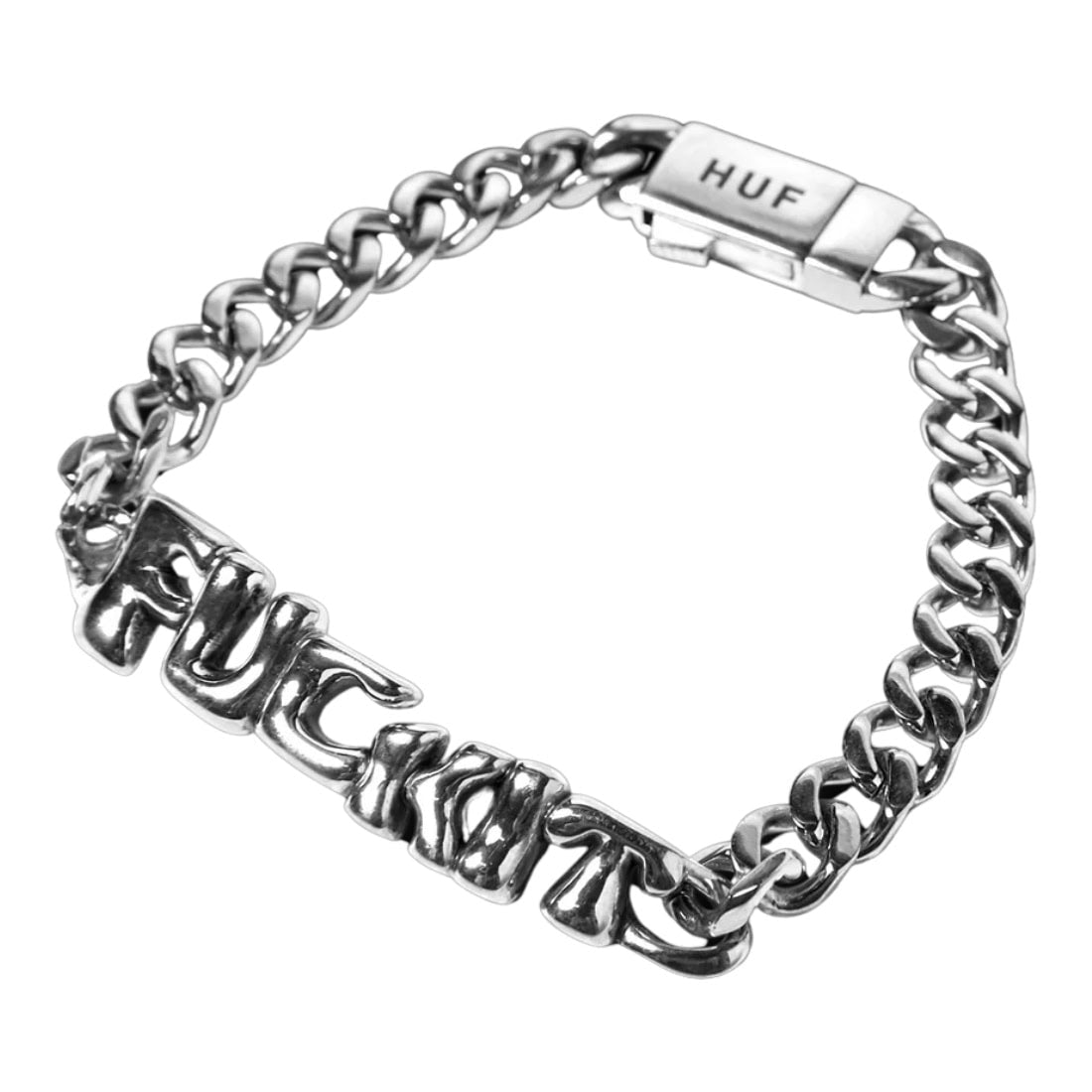 Huf Fuck It Warped ID Bracelet - Silver - Gifts for Skateboarders by Huf