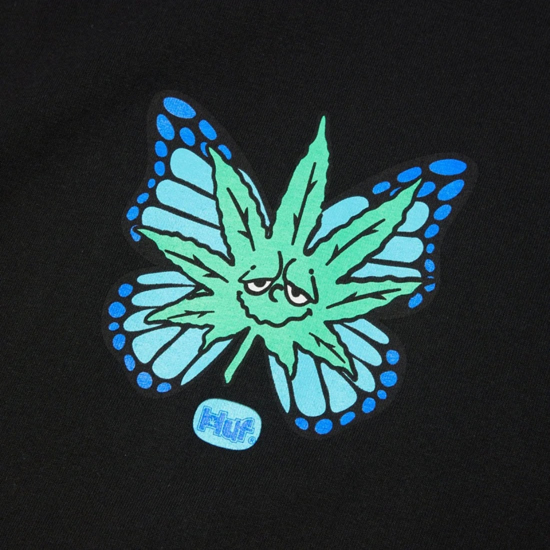 Huf Green Budderfly T-Shirt - Black - Mens Graphic T-Shirt by Huf
