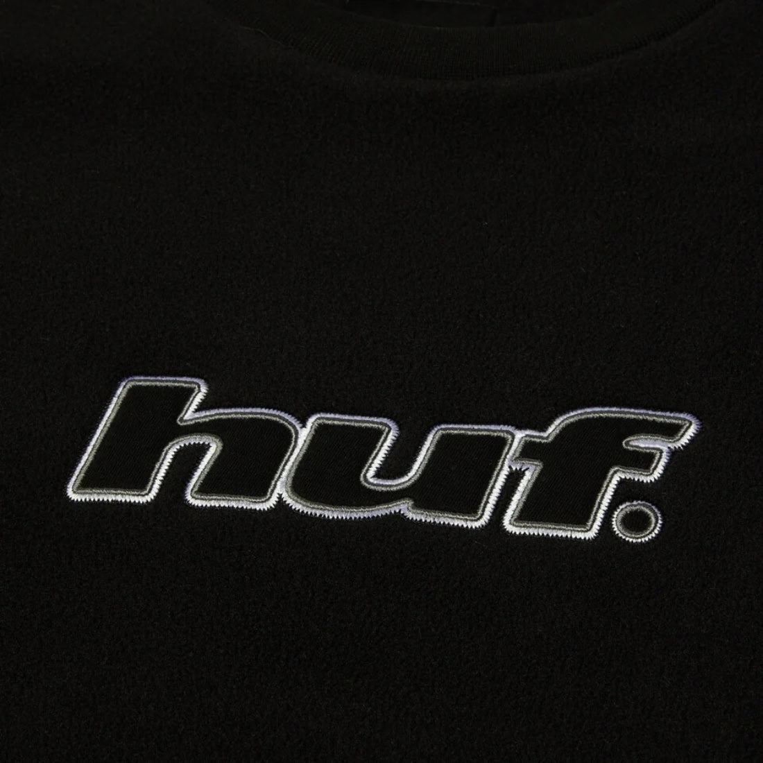 Huf H Dot Polar Fleece Crew - Black - Mens Crew Neck Sweatshirt by Huf
