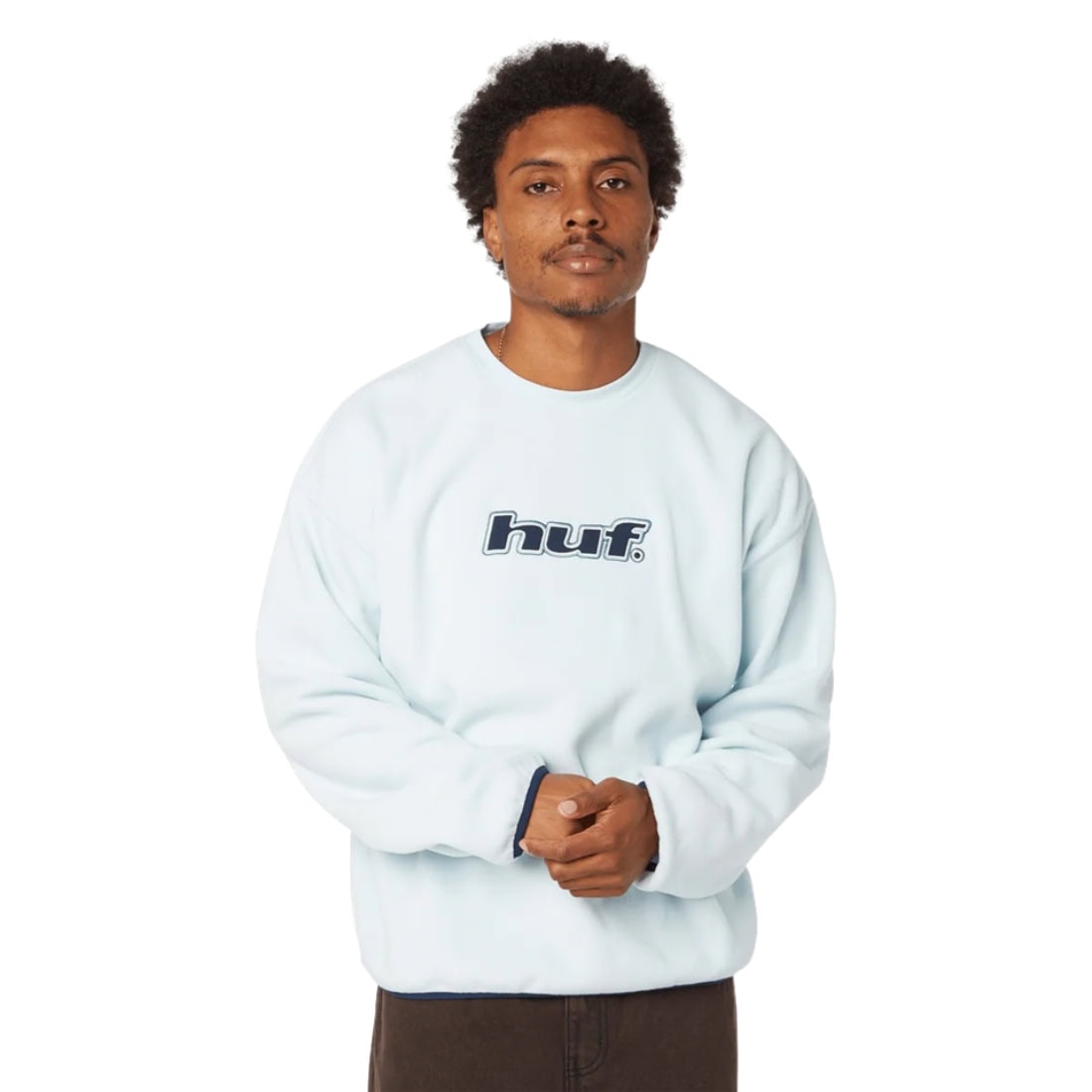 Huf H Dot Polar Fleece Crew - Sky - Mens Crew Neck Sweatshirt by Huf