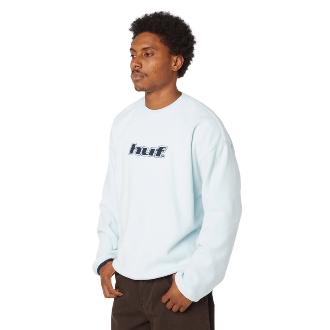 Huf H Dot Polar Fleece Crew - Sky - Mens Crew Neck Sweatshirt by Huf