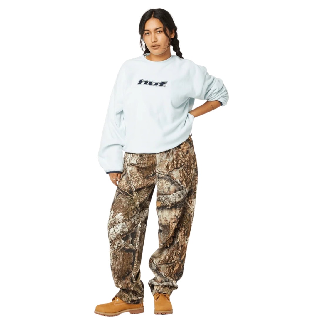 Huf H Dot Polar Fleece Crew - Sky - Mens Crew Neck Sweatshirt by Huf
