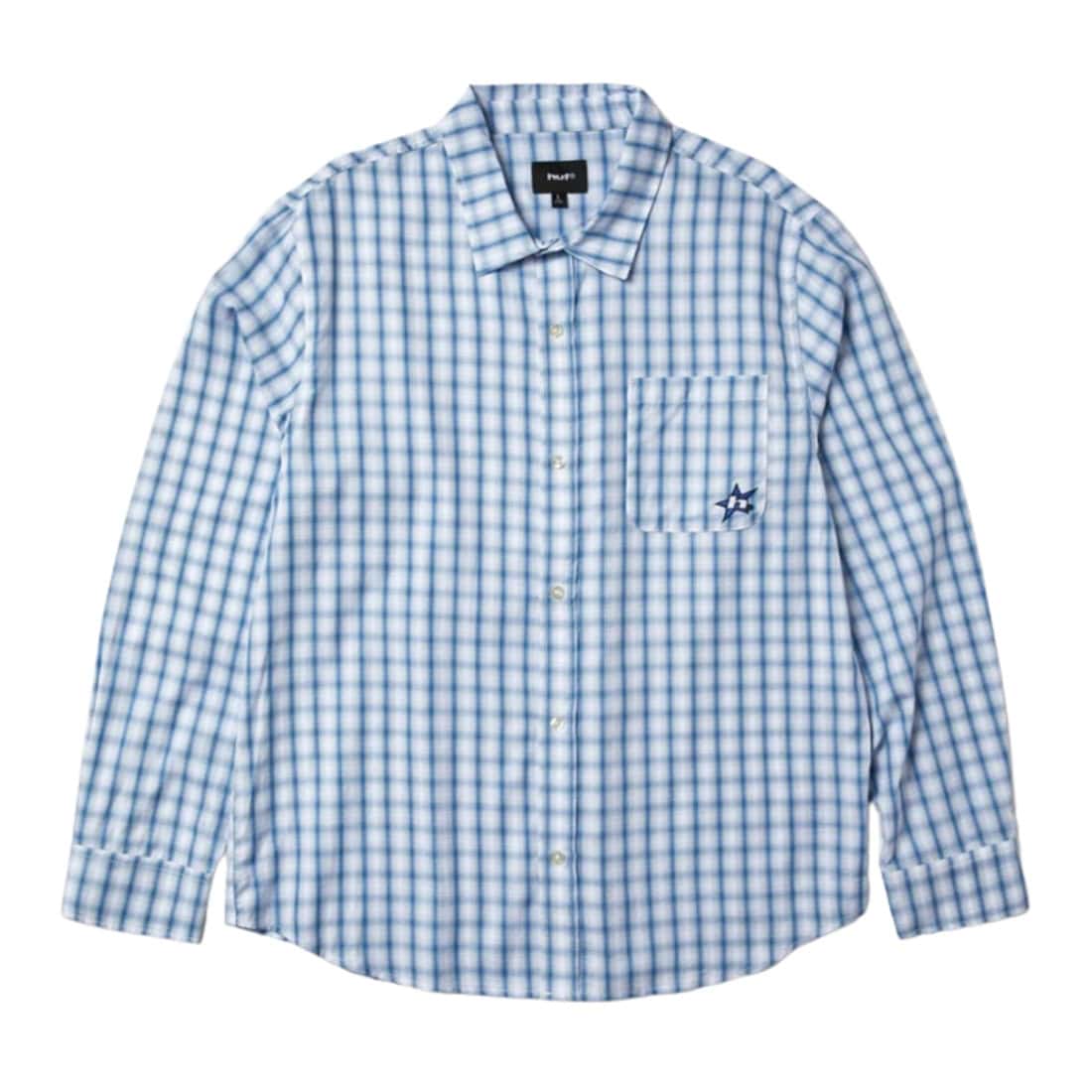 Huf H Star Long Sleeve Plaid Shirt - Light Blue - Mens Casual Shirt by Huf