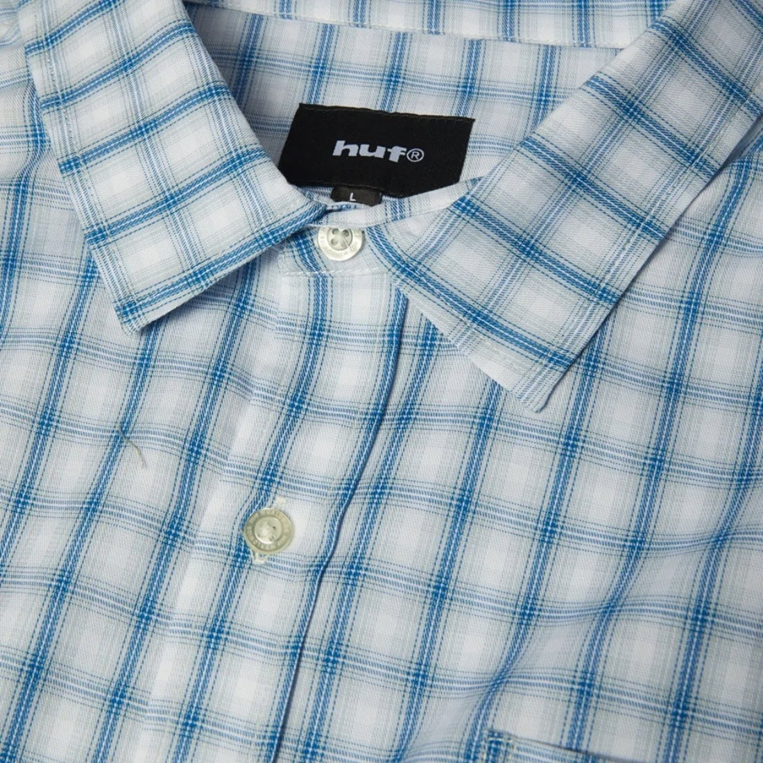 Huf H Star Long Sleeve Plaid Shirt - Light Blue - Mens Casual Shirt by Huf