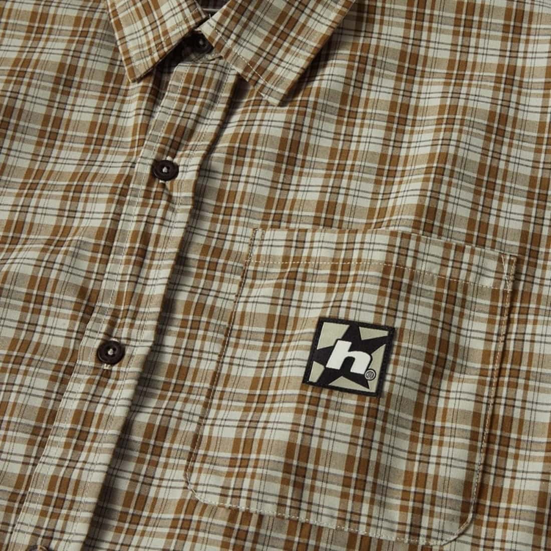 Huf H Star Short Sleeve Plaid Shirt - Putty - Mens Casual Shirt by Huf
